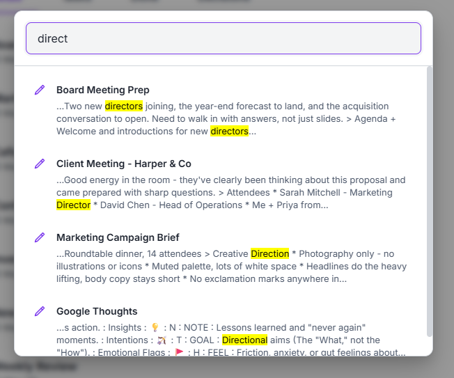 Instant search results
